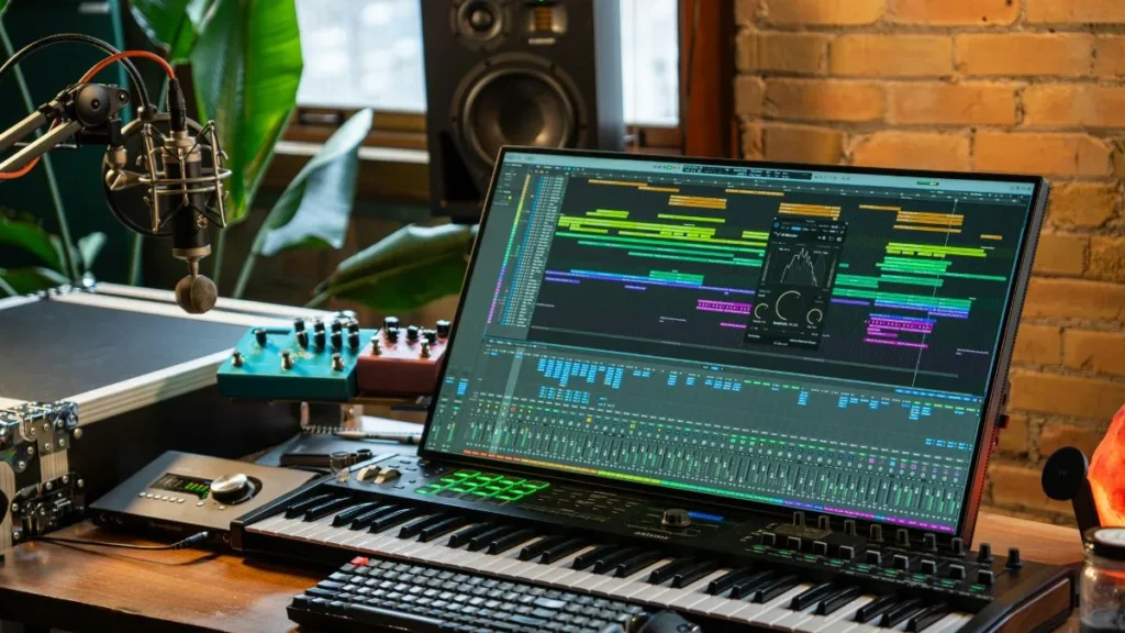 Partitura de un arreglo musical complejo mostrando la instrumentación para una banda completa.